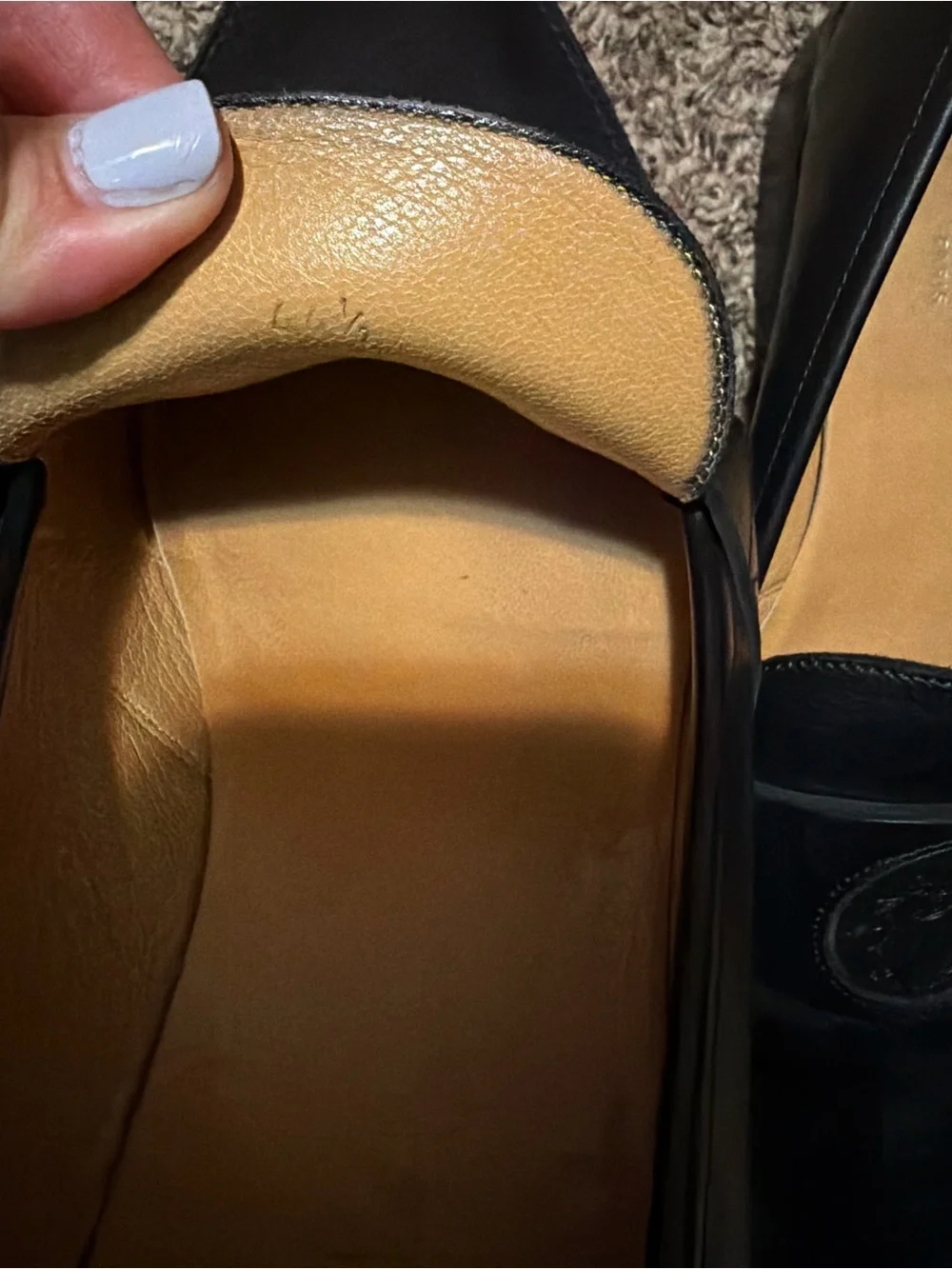 Hermes Black Leather Penny Loafers with Embossed Medallion